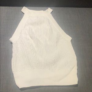 White knit sleeveless top in cotton
